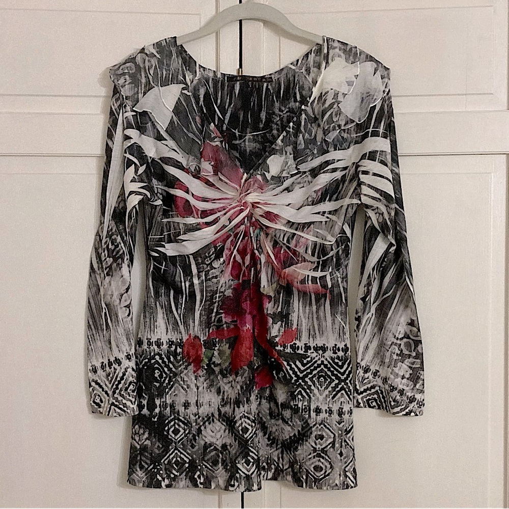 Vintage Multicolored Dyed Floral Blouse Size Medium
